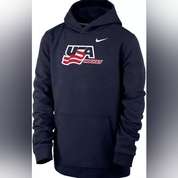 Nike Hoodie Pull Over Sweatshirt Blue Navy Red White USA Hockey Youth Boys Girls - Picture 9 of 9